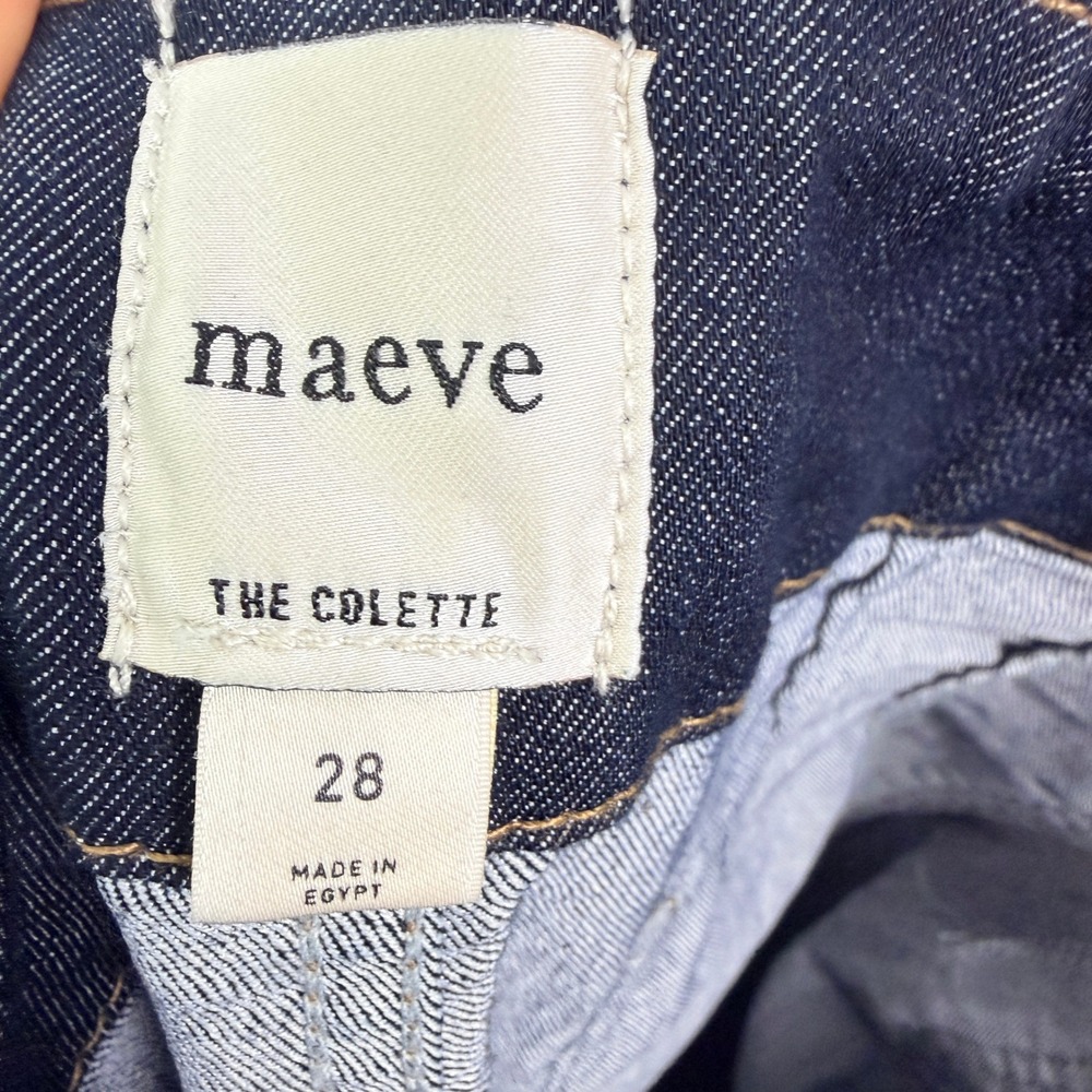Maeve High Waisted Wide Leg Patch Pocket Denim Jeans Dark Wash Retro Style - Picture 9 of 10